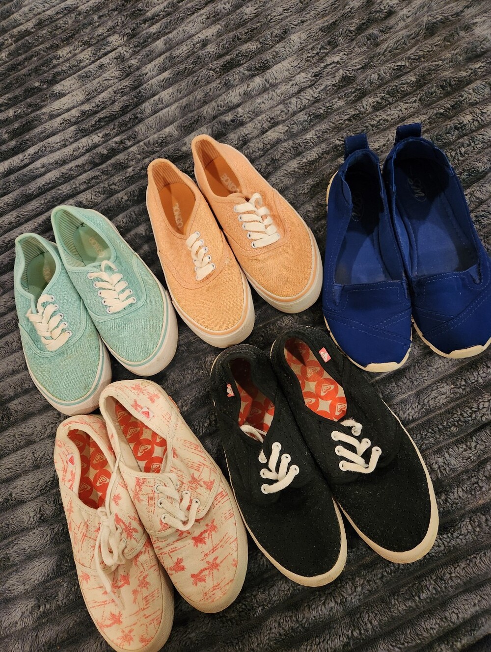 Casual Women's Canvas Sneakers in Mint, Peach, Navy, Black, and Coral Print